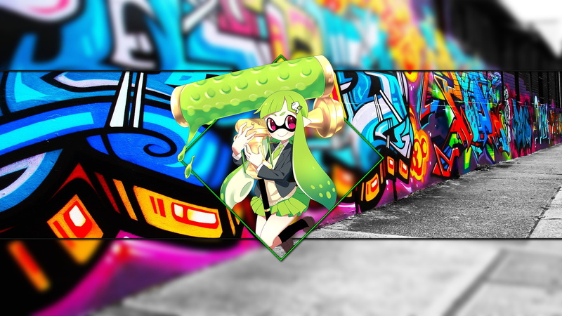 paint, vibrant color, art and craft, human representation, 1080P, footpath, toy, outdoors, architecture, multi colored, picture-in-picture, Splatoon, wall - building feature