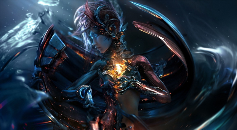 hotaru splatoon, artwork, fantasy art, space, digital art, women, cyborg, people, 1080P