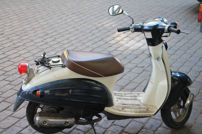 personal transport, parking, street, motorcycle, travel, city, ukraine, moped, stationary, 4K, transport, paving stone, road, motor vehicle, scooter, cobblestone