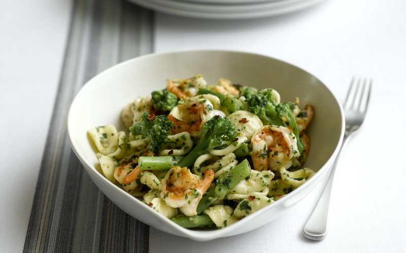photography, 1080P, 1920x1200, pasta, salad, lunch, tasty, meal, shrimp