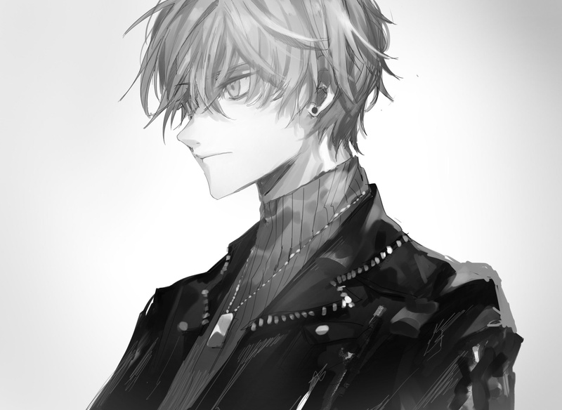 Anime, 1080P, Original, Dog Tag, Short Hair, Earrings