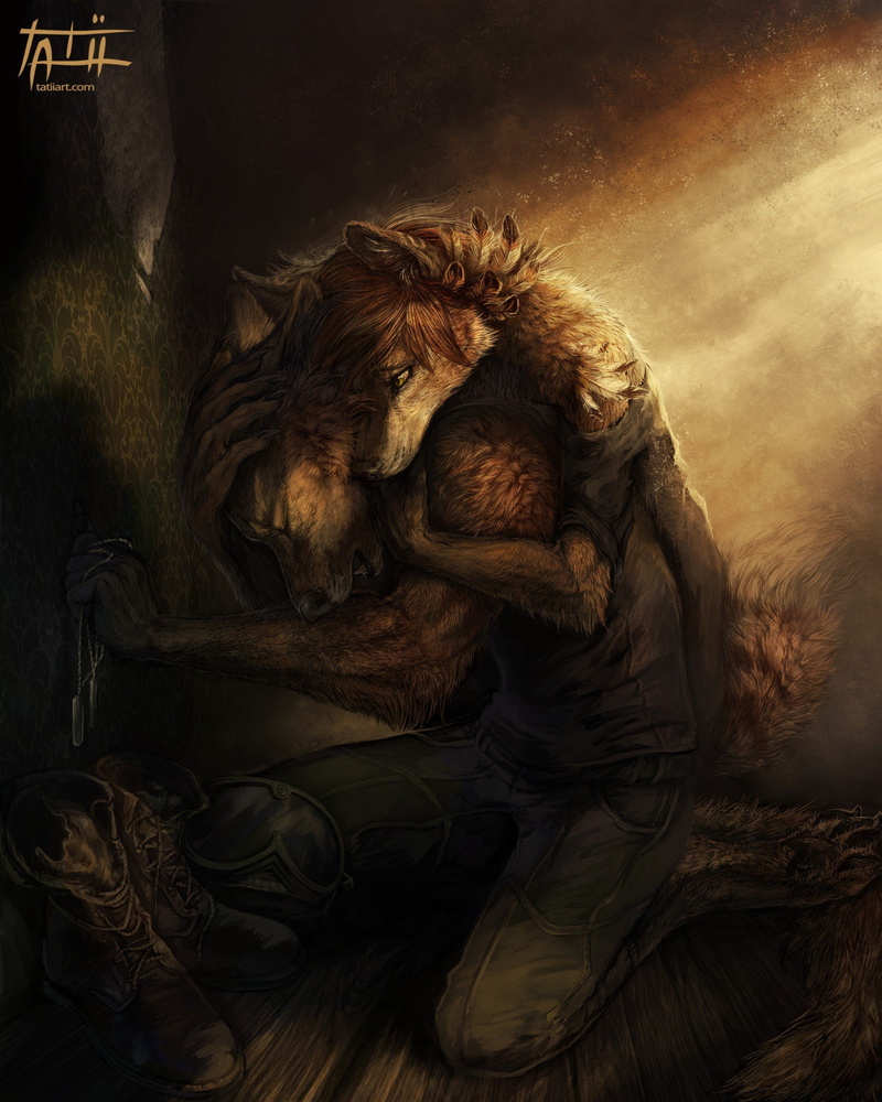 Dog Tags, Anthro, Furry, Sadness, boots, 1080P, Hugging