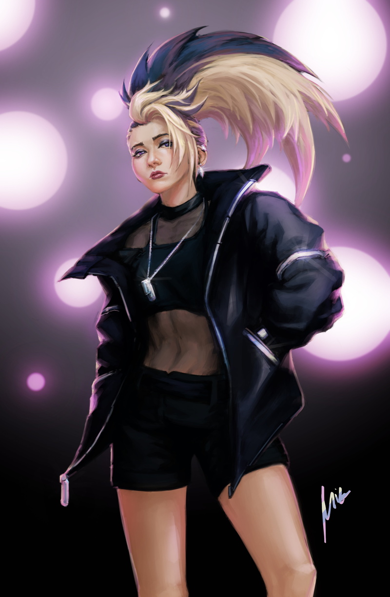 portrait display, drawing, artwork, ArtStation, 5K, digital painting, Dog Tags, black jackets, Miguel Blanco, digital art, women