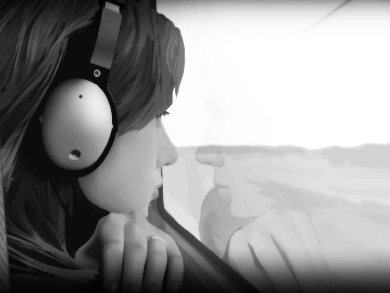 translation, headphones, movies, scarlett, sound, 720P, music, grayscale, monochrome, johansson, women, lost