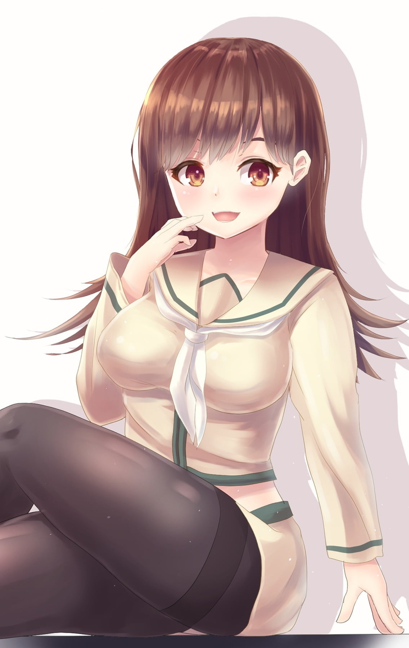 young adult, one person, hair, brown eyes, bangs, beautiful woman, women, studio shot, Kantai Collection, brunette, hairstyle, human body part, anime, portrait