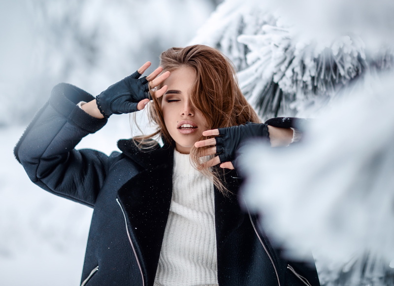2K, pose, Sergey Sorokin, Luba Ivanova, snow, Girl