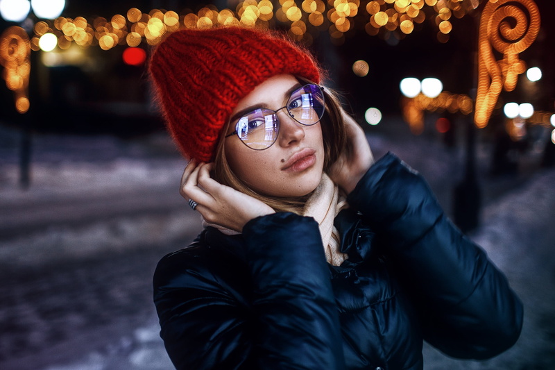Sergey Sorokin, 2K, winter, look, Girl, model, hat, glasses, Luba Ivanova
