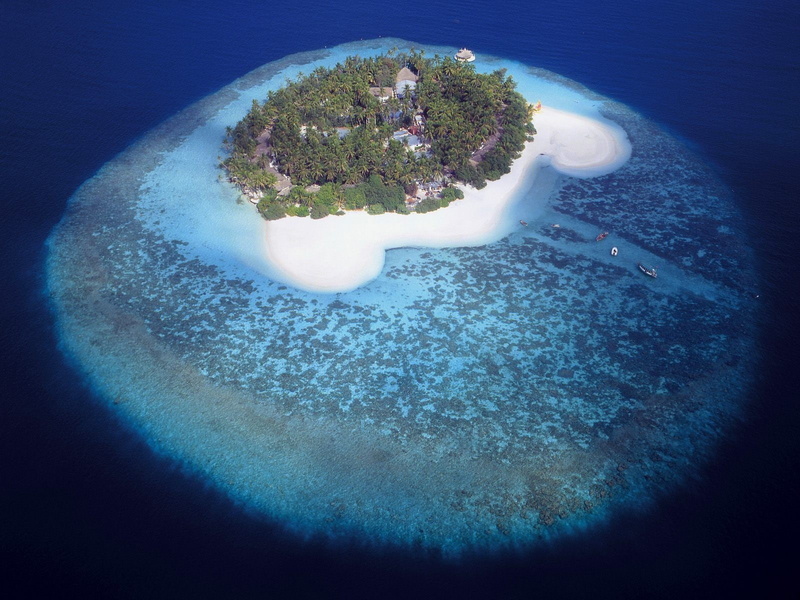 shape, beach, island, blue, day, deserted Island, 720P, landscape, no people, tree, beauty in nature, outdoors, nature, sea, land, high angle view, scenics - nature