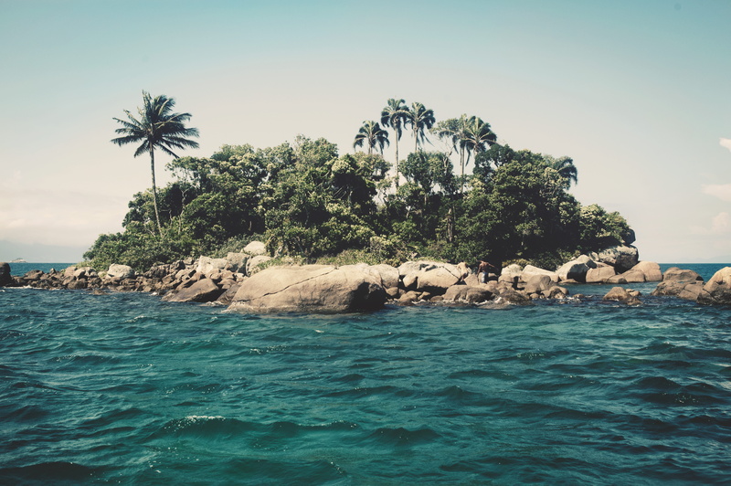 outdoors, ocean, water, 8K, tranquil scene, abandoned, no people, vacation, coconut palm tree, brazil, rock - object, tree, waterfront, island, deserted