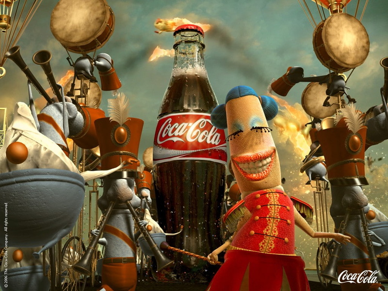 Coca-Cola, close-up, 480P, market, day, arts culture and entertainment, no people, outdoors, 2006 (Year), creativity, figurine, male likeness, craft, retail