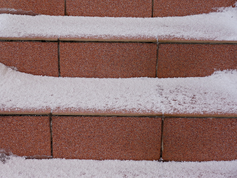 brown, no people, architecture, 4K, ice crystals, Stairs, Winter, outdoors, precipitation, frost, biel, white, wood - material, brick wall, day, backgrounds