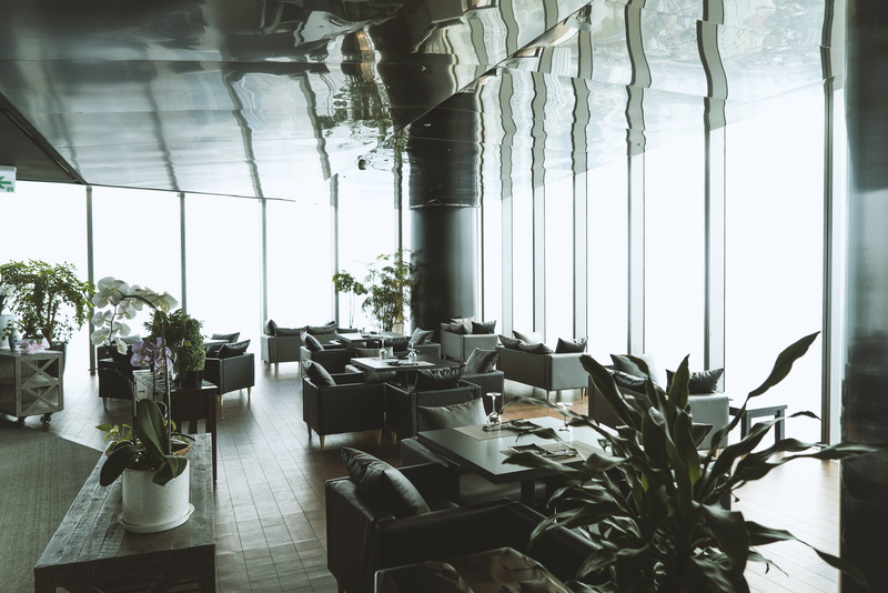 empty, indoors, plant, 4K, table, growth, day, flooring, cafeteria, furniture, chair, absence, setting, tables, business, building, wooden, meeting, lobby