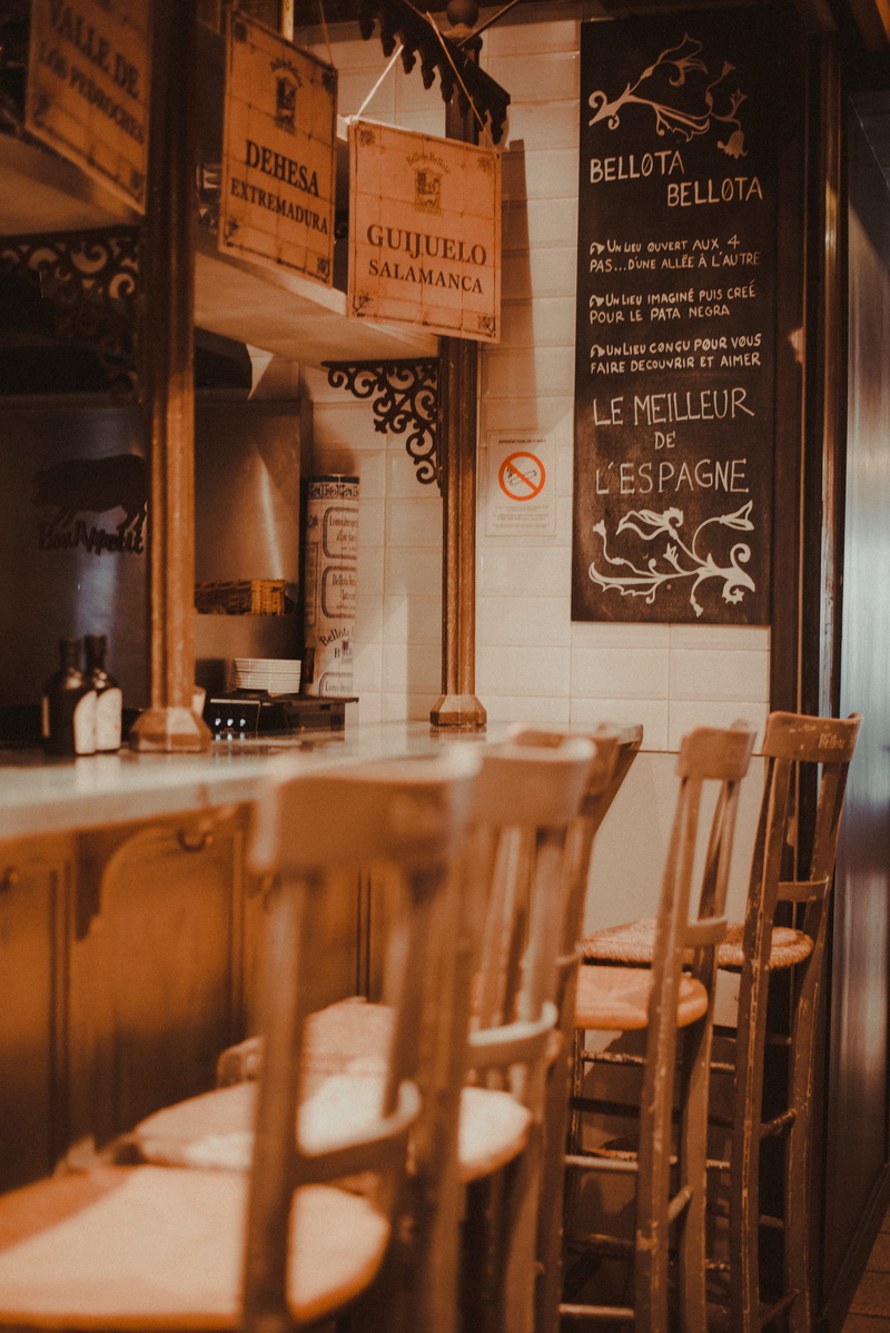 text, restaurant, chairs, business, coffee shop, food and drink industry, selective focus, communication, chair, wood - material, no people, absence, seat