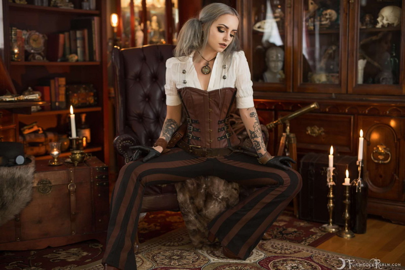 ForbiddenRealm, tattoo, steampunk, Genevieve, 1080P, steamgirls, model
