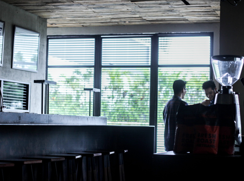 waist up, refreshment, young adult, happy hour, window, drink, drinking, indonesia, 4K, food and drink, roaster, rear view, man, standing, tanamera coffee
