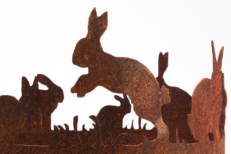 easter, figure, domestic animals, hare ring, laser cut, sculpture, metal, no people, animal representation, 4K, jump, mammal, brown, stainless, animal themes