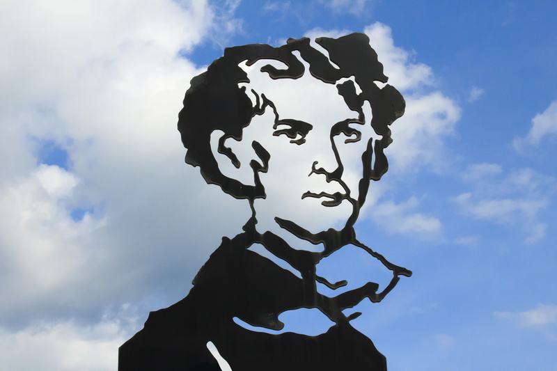 no people, laser cut, representation, white, creativity, low angle view, bavaria, steel, silhouette, portrait, king, art and craft, white color, blue, emotion