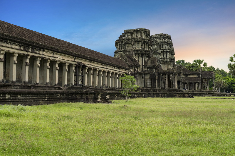 ancient, cambodia, sky, built structure, archaeology, ruined, travel, outdoors, day, architectural column, spirituality, travel destinations, old ruin