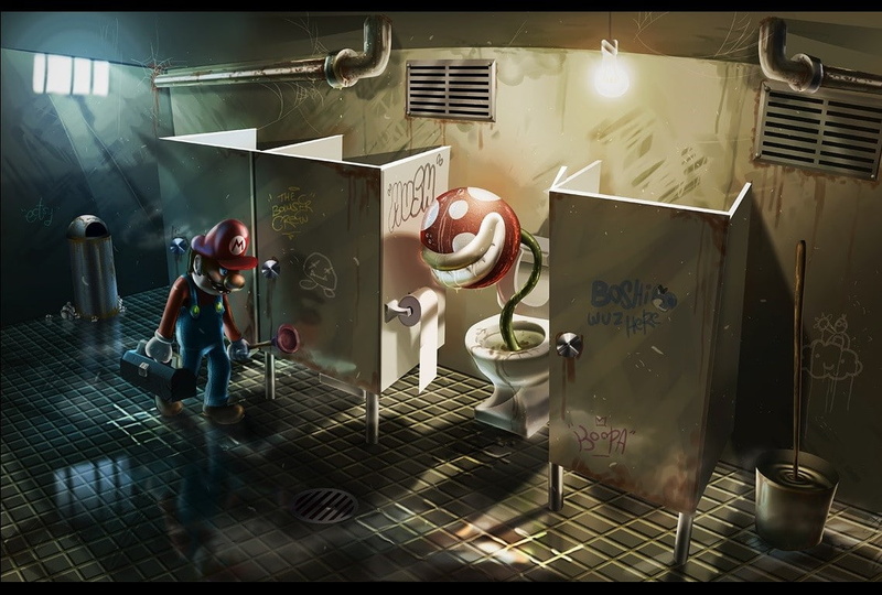 Toilet Paper, Super Mario, 480P, Plumber, digital art, Toilets