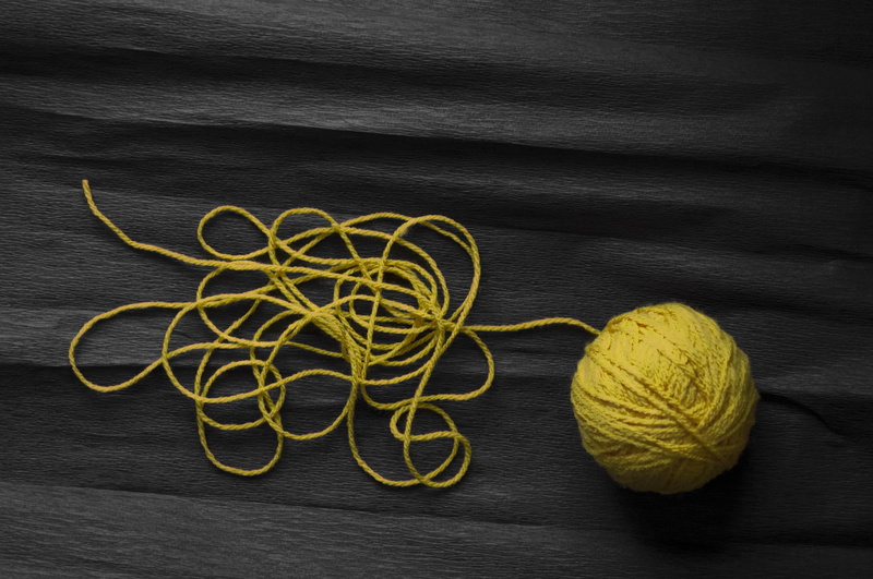 no people, wood - material, textile, directly above, 4K, ball, yellow, tailor, sew, color, thread, handmade, wool, black background, fabric, clothing