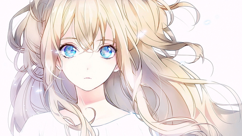 1080P, anime girls, Vocaloid, indoors, looking at viewer, creativity, anime, art and craft, SeeU, white background, one person, women, hairstyle, representation