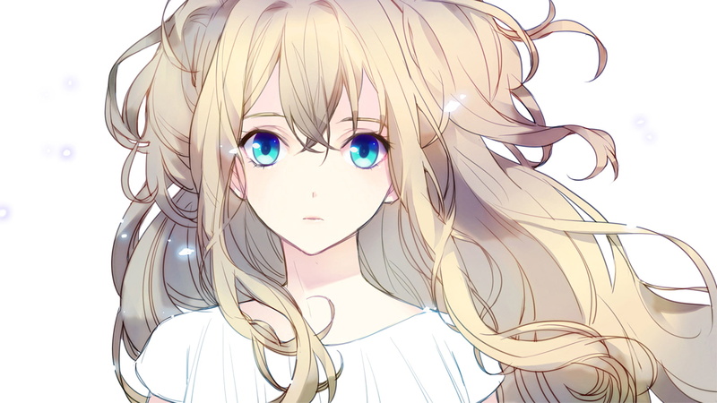 white background, SeeU, 720P, anime girls, blue eyes, blonde, Vocaloid