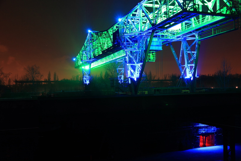 architecture, nightlife, germany, night, industry, steelwork, no people, electric light, 4K, building exterior, festival, light, outdoors, iron, landschaftpark