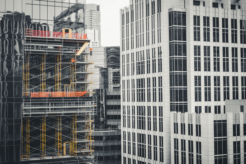 incomplete, construction industry, day, building exterior, office building exterior, outdoors, office building, san francisco, city, building, 5K, workman