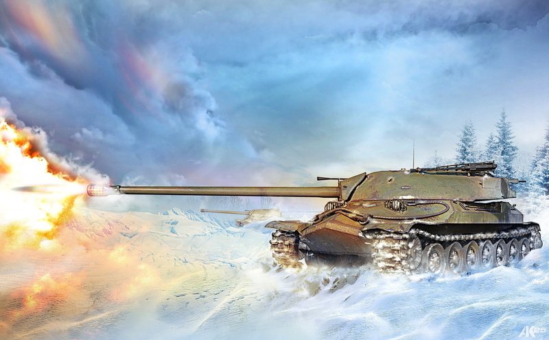art, fire, government, snow, winter, heavy tank IS-7, tanks, World of Tanks, drawing, world, shot flames, field, 1080P