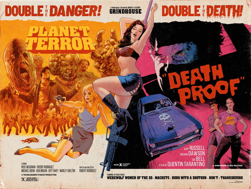 movies, digital art, Death Proof, Planet Terror, artwork, movie poster, 1080P, zombies