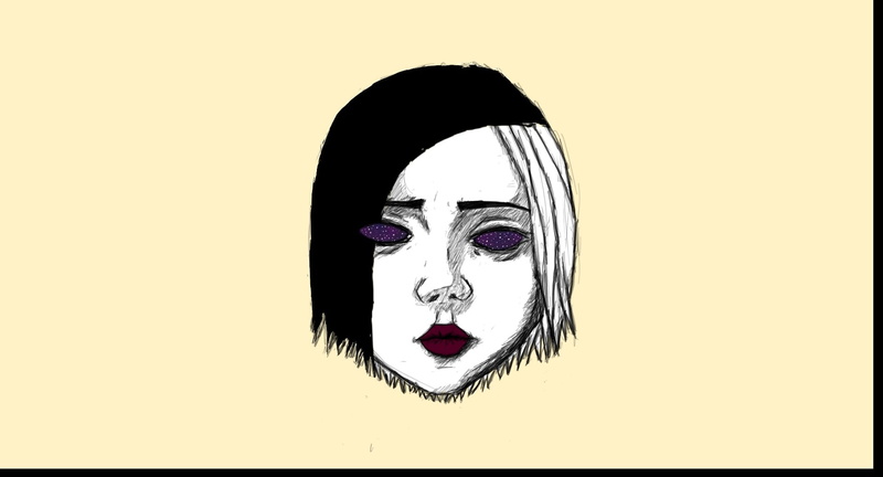 digital composite, make-up, representation, disguise, transfer print, headshot, mask, human body part, white background, obscured face, indoors, lipstick