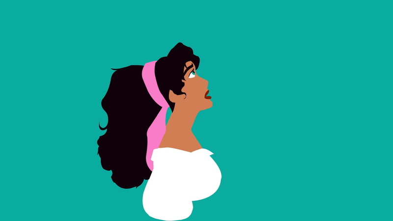 portrait, emotion, the hunchback of notre dame, females, colored background, profile view, music, adult, relaxation, women, listening, one person, 720P