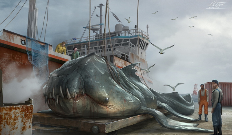 seagulls, shipped off bacup, Hauled up Sea Beasts, the ship, 1080P, people, monster