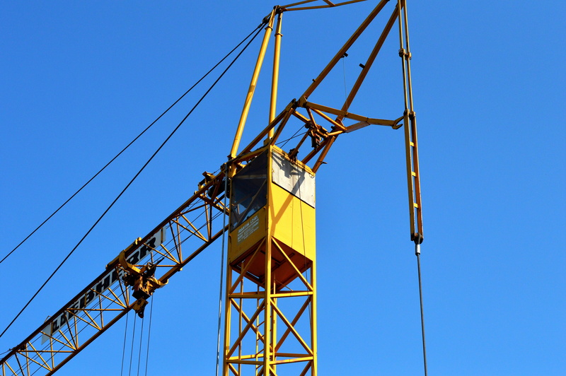 sunny, crane boom, copy space, load lifter, yellow, construction work, low angle view, construction industry, boom, crane arm, outdoors, load crane, baukran