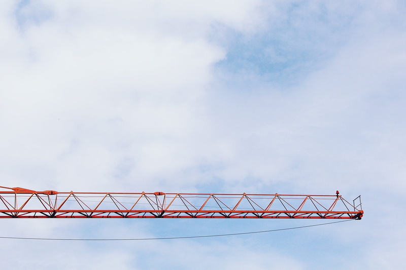transportation, industrial equipment, build, low angle view, day, nature, construction industry, machinery, industry, baukran, blue, 1080P, no people