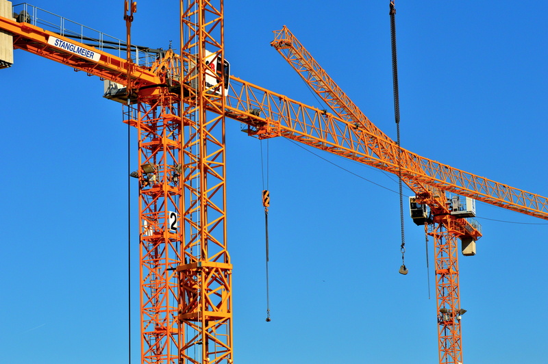 lift loads, no people, built structure, low angle view, nature, Arm, technology, tall - high, site, Crane, lifting crane, metal, architecture, crane boom