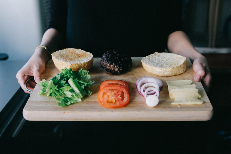 midsection, cheese, one Person, vegetables, hamburger, person, meal, bread, french food, woman, wellbeing, people, onions, 4K, hand, sandwich, fruit, cooked