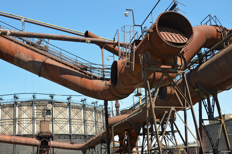 one person, industry, nature, occupation, fuel and power generation, iron, ostrava, 4K, working, pipe - tube, mode of transportation, gas reservoir, metal