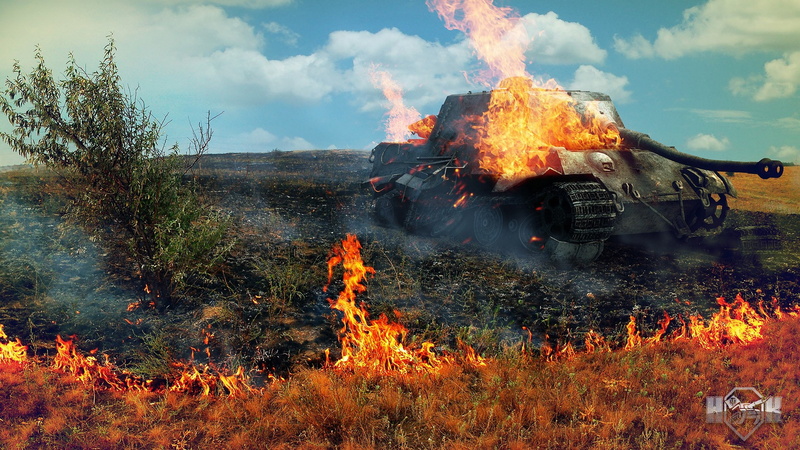 nature, flame, 4K, tank, pollution, sign, heat - temperature, destruction, warning sign, land, field, burning, day, outdoors, tree, gray, event, JagdTiger