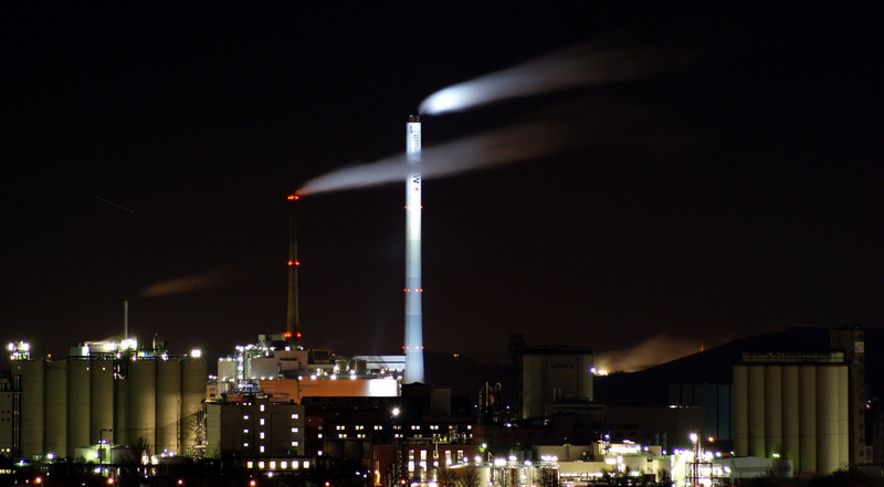 night photograph, smoke stack, no people, environmental issues, illuminated, nightlife, fuel and power generation, refueling, pollution, storage tank, night