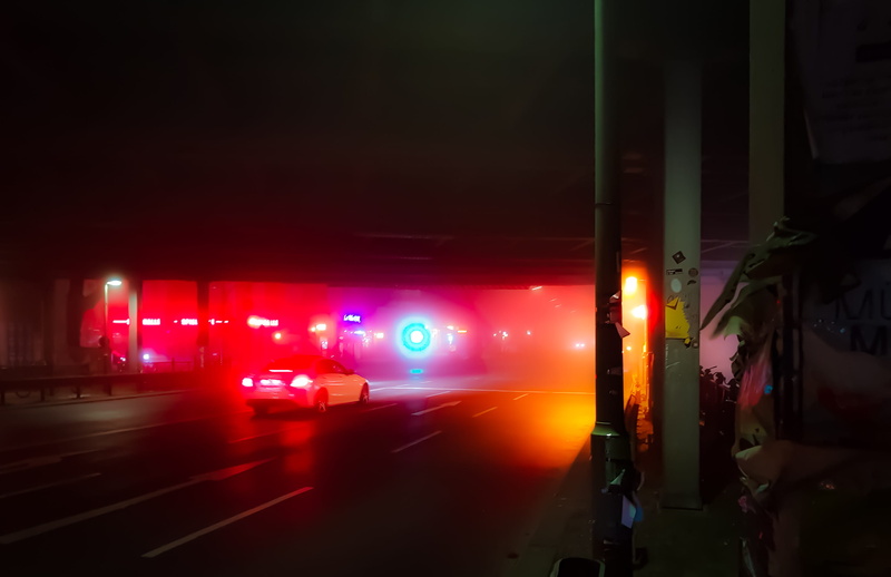 berlin, night, lighting equipment, sonnenallee 223, red, pedestrian, flare, building exterior, land vehicle, mode of transportation, city, car, no people