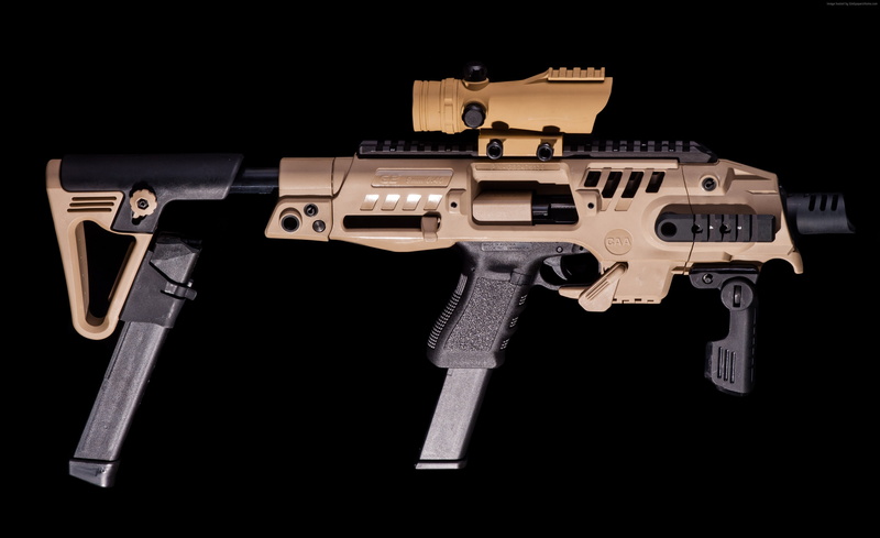 indoors, single object, social issues, close-up, dark, copy space, Glock SBR Pistol, crime, gun, studio shot, cut out, automatic, black color, weapon, security