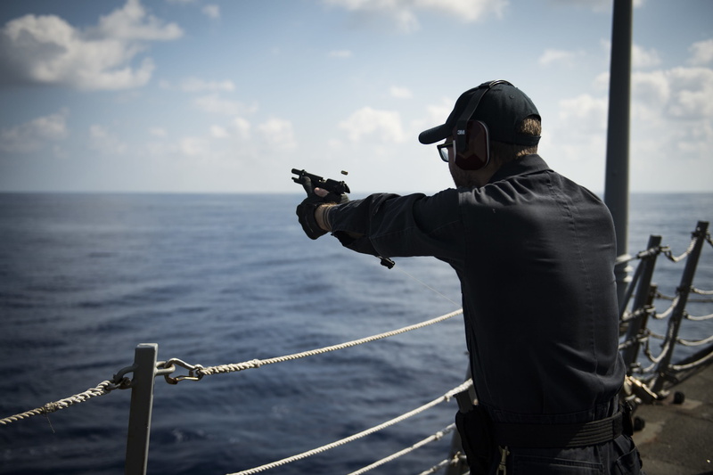 men, nature, military, 9mm, transportation, mode of transportation, soldier, water, nautical vessel, sky, gun, clothing, outdoors, aggression, security