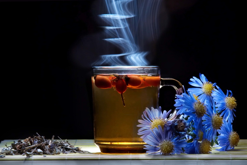 flower head, tea - Hot Drink, liquid, drink, blue, cup, glass - Material, fire - natural phenomenon, scented, tea, freshness, nature, studio shot, flowering plant