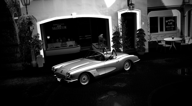 Gran Turismo, ahrweiler, 4K, Games, black and white, street