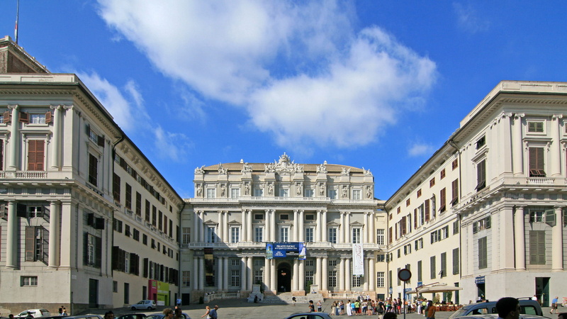 Italy, architectural column, Genoa, window, republic, tourism, town Square, europe, Seat, photos, oligarghic republic, building, ancient, famous Place