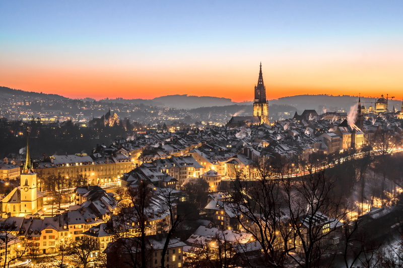 building, winter, travel destinations, rose garden, snow, nighttime, tourism, capital, münster, concrete, 4K, building exterior, switzerland, sky, aare