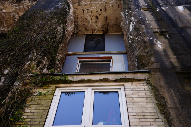 nature, conversion, day, outdoors, residential district, no people, monument, the past, abandoned, building exterior, wall, reflection, concrete, low angle view