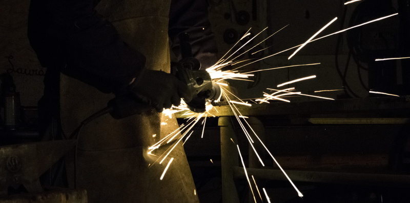 skill, fireworks, metal industry, long exposure, men, person, steel, one person, indoors, sparks, metal, working, welding, ielix, heat - temperature, musical instrument