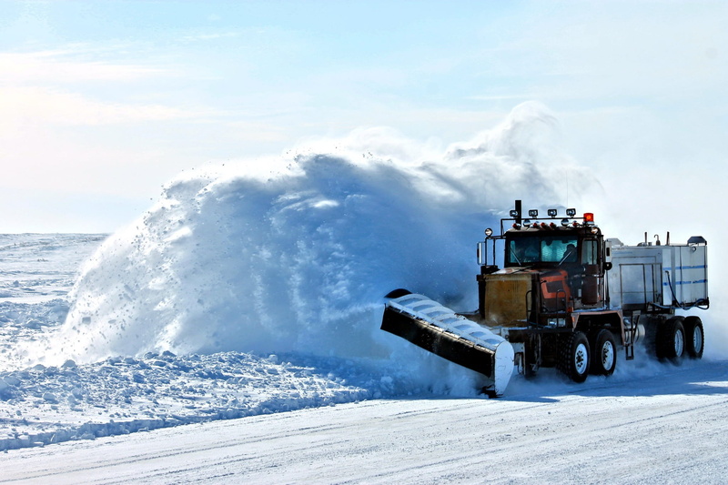 cold temperature, daytime, day, blade, water, machine, steam train, black, sky, air pollution, road, vehicle, cloud - sky, mode of transportation, snow plow